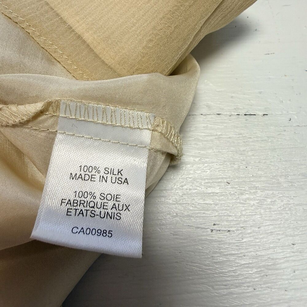 Nanette Lepore VTG Blouse 0 100% Silk Crinkle Cream Victorian Ruffle Fitted Zip - Picture 11 of 16